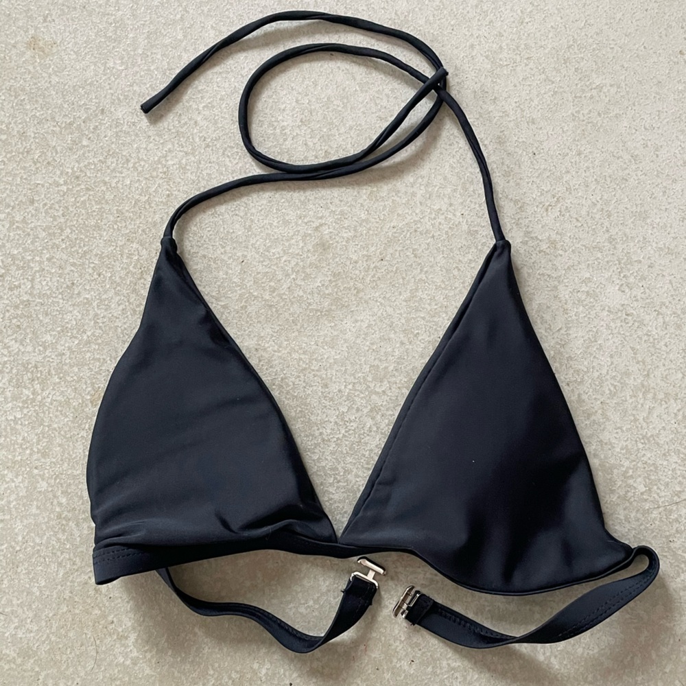 Black Triangle Halter Swim Top - Women